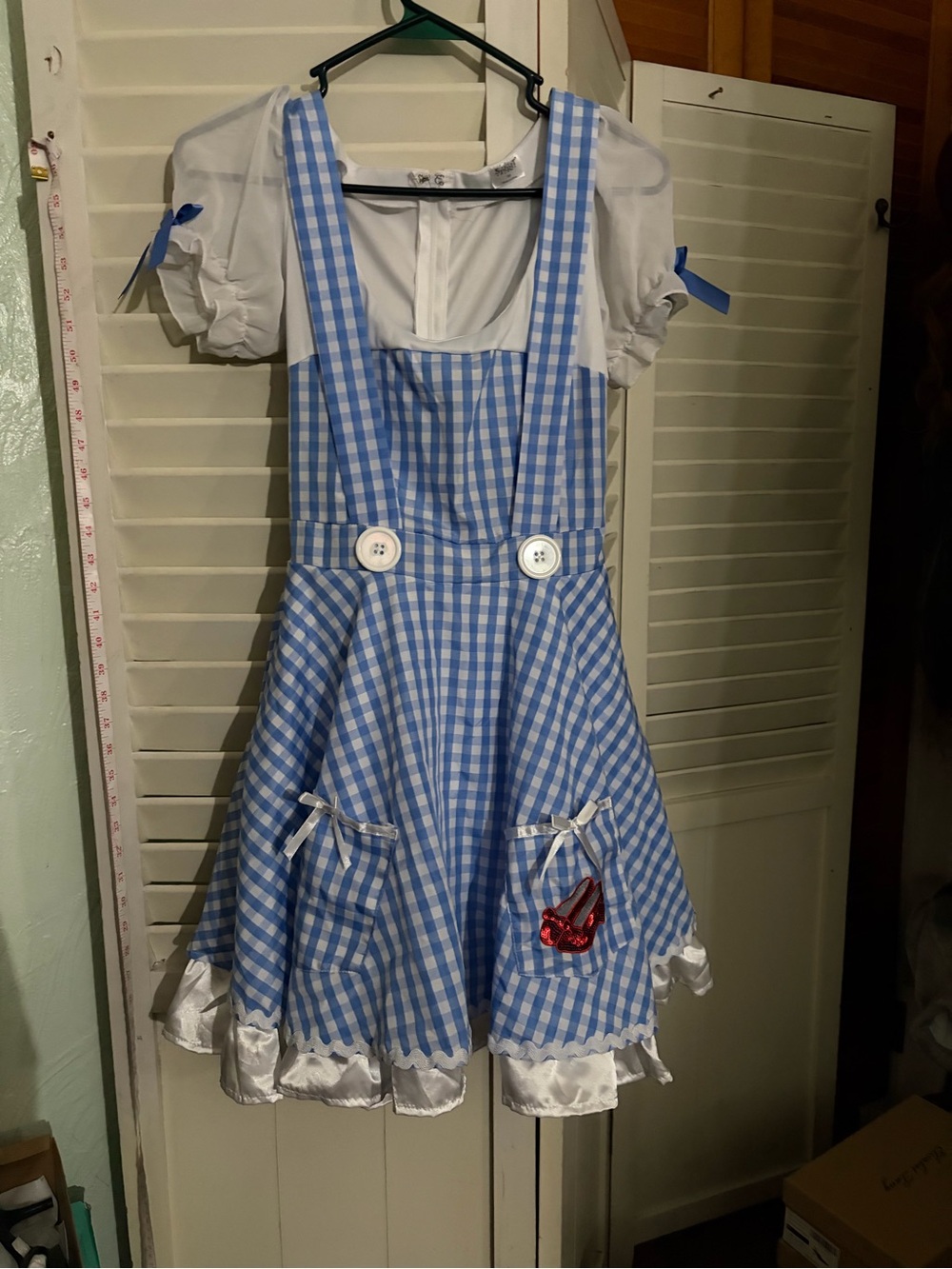 Spirit Halloween Dorothy Dress with Ruby Slipper patch